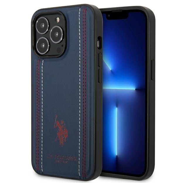 US Polo USHCP14XPFAV iPhone 14 Pro Max 6.7&quot  navy/navy blue Leather Stitch