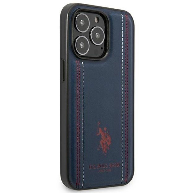 US Polo USHCP14XPFAV iPhone 14 Pro Max 6.7&quot  navy/navy blue Leather Stitch 3