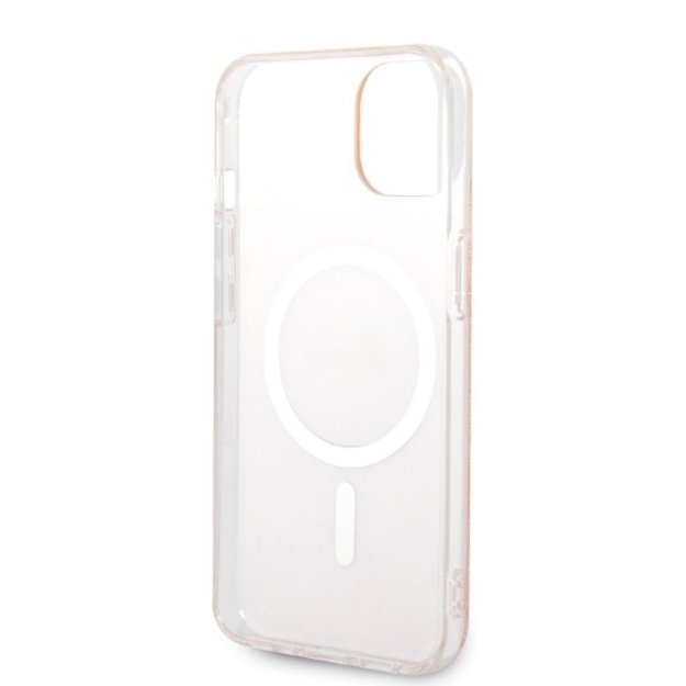Set Guess GUBPP14SH4EACSP Case+ Charger iPhone 14 6.1  pink/pink hard case 4G Print MagSafe 7