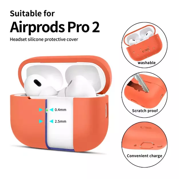 Tech-Protect Silicone Case for Apple AirPods Pro 1 / 2 - Orange 7