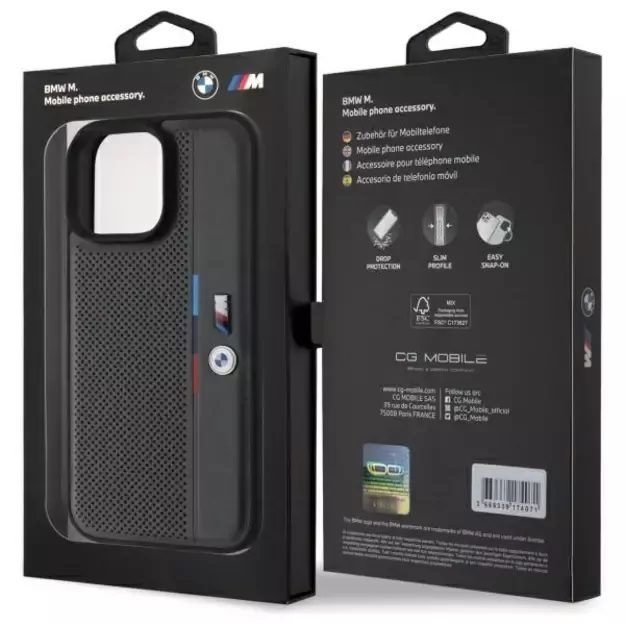 BMW M Perforated Tricolor Detail Line iPhone 16 Pro Max Case - Dark Gray 14