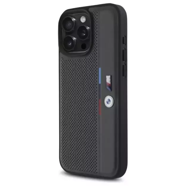 BMW M Perforated Tricolor Detail Line iPhone 16 Pro Max Case - Dark Gray 8