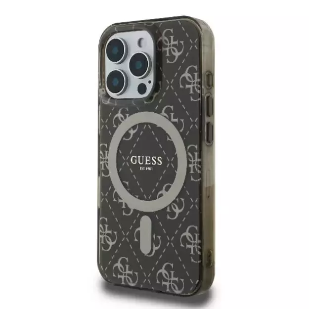 Guess IML 4G Background MagSafe iPhone 16 Pro Case - Brown 1