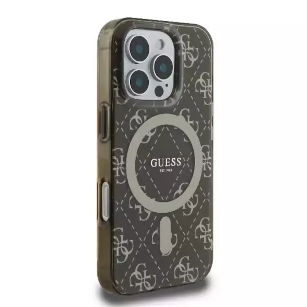 Guess IML 4G Background MagSafe iPhone 16 Pro Case - Brown 3