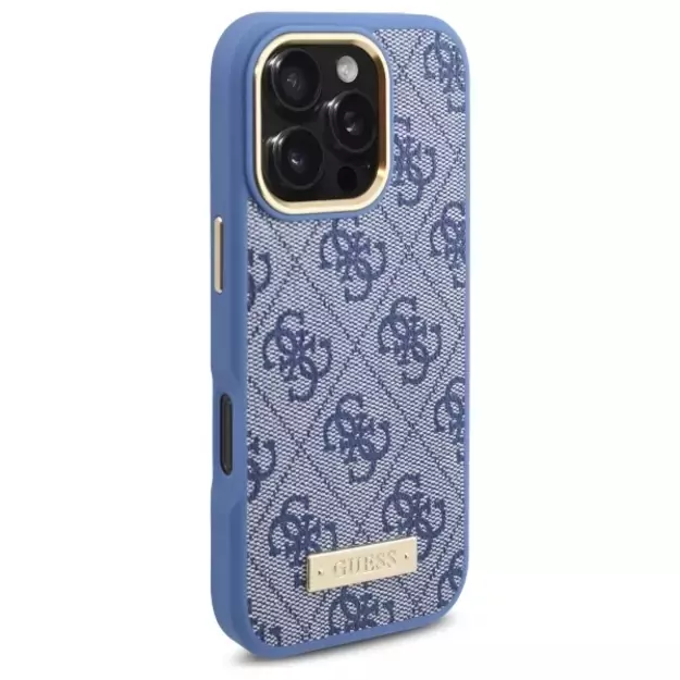 Guess 4G Logo Plate MagSafe Case for iPhone 16 Pro - Blue 10