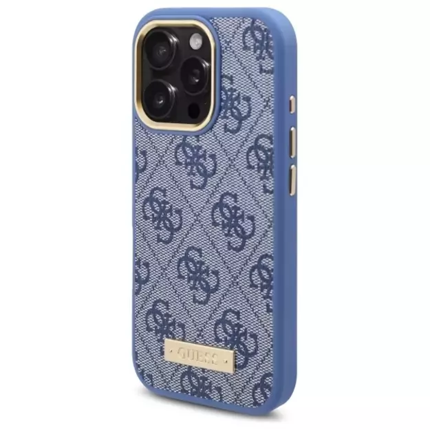 Guess 4G Logo Plate MagSafe Case for iPhone 16 Pro - Blue 8