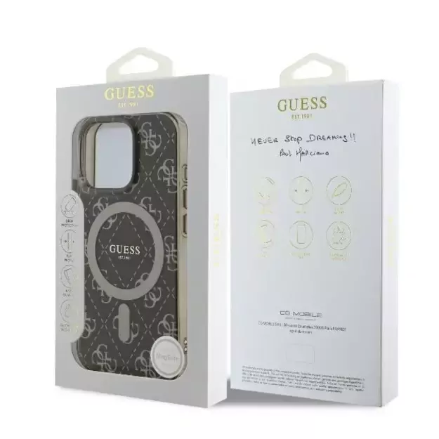 Guess IML 4G Background MagSafe Case for iPhone 16 Pro Max - Brown 14