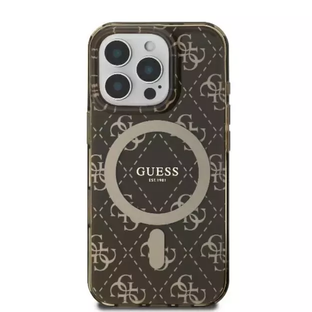 Guess IML 4G Background MagSafe Case for iPhone 16 Pro Max - Brown 9