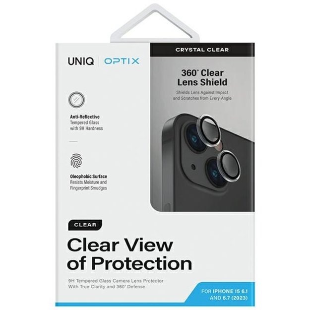 Uniq Optix Clear Camera Lens Protector for iPhone 15 / 15 Plus camera lens with applicator - transparent 1