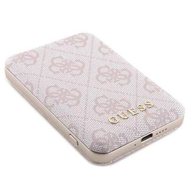 Guess 4G Metal Logo case set for iPhone 15 Pro Max + 5000mAh MagSafe power bank - pink 9
