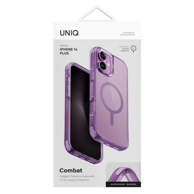 Uniq Combat iPhone 16 Plus 6.7&quot  Magclick Charging case pink/grape pink 3