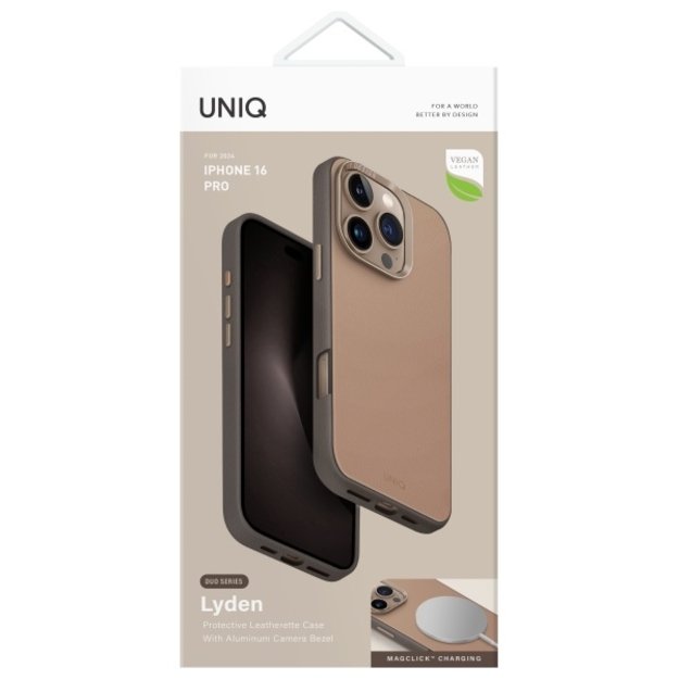 Uniq Lyden DS iPhone 16 Pro 6.3&quot  Magclick Charging case brown-gray/flint gray 5