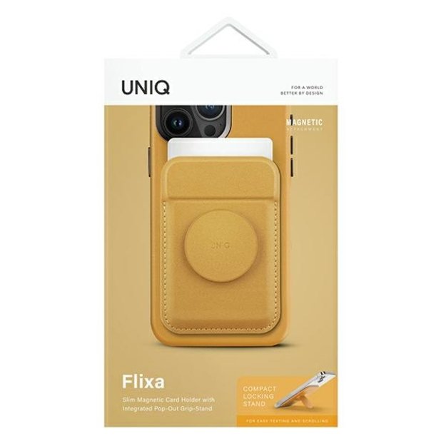 Uniq Flixa Magnetic Card Wallet with Stand Yellow/Canary Yellow MagSafe 1
