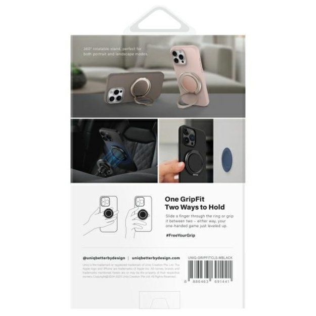 Uniq Gripfit 360 Magnetic Mount&amp Kickstand Magnetic Holder black/midnight black 1