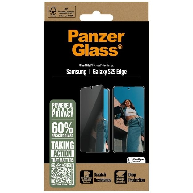 PanzerGlass Ultra-Wide Fit Privacy Glass for Samsung Galaxy S25 Edge - Clear 3