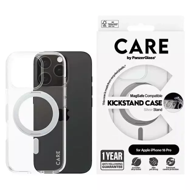 CARE by PanzerGlass Feature Kickstand Case iPhone 16 Pro 6.3&quot  silver/silver MagSafe 1326