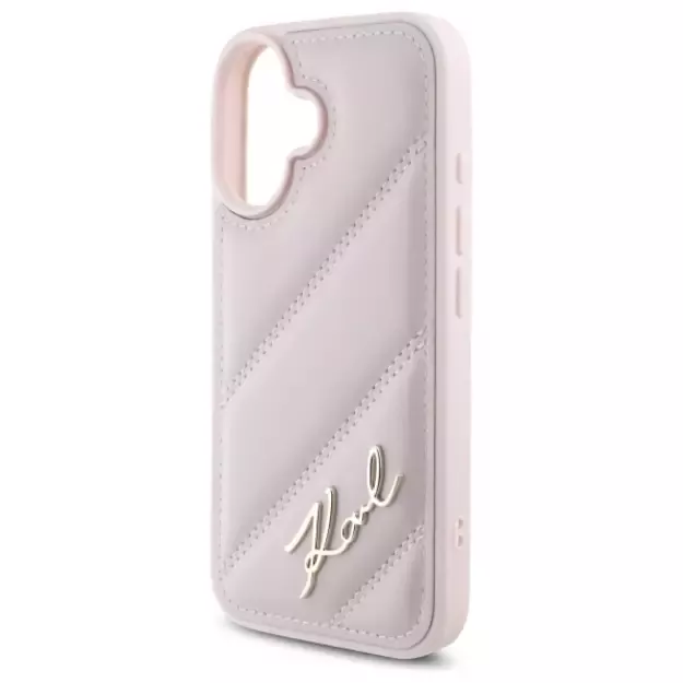 Karl Lagerfeld Quilted Signature iPhone 16 Case - Pink 5