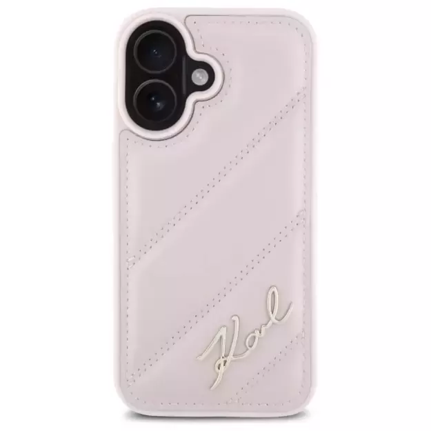 Karl Lagerfeld Quilted Signature iPhone 16 Case - Pink 2