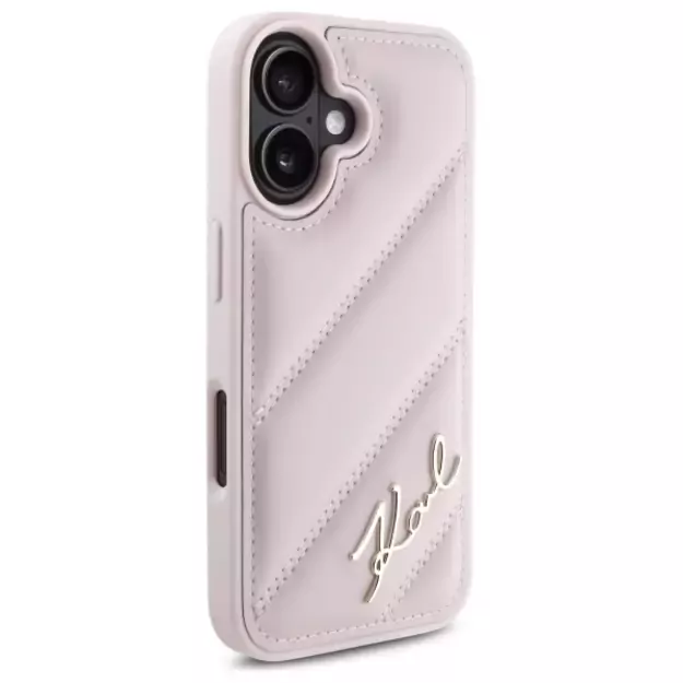 Karl Lagerfeld Quilted Signature iPhone 16 Case - Pink 3