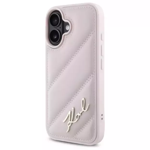 Karl Lagerfeld Quilted Signature iPhone 16 Case - Pink 1