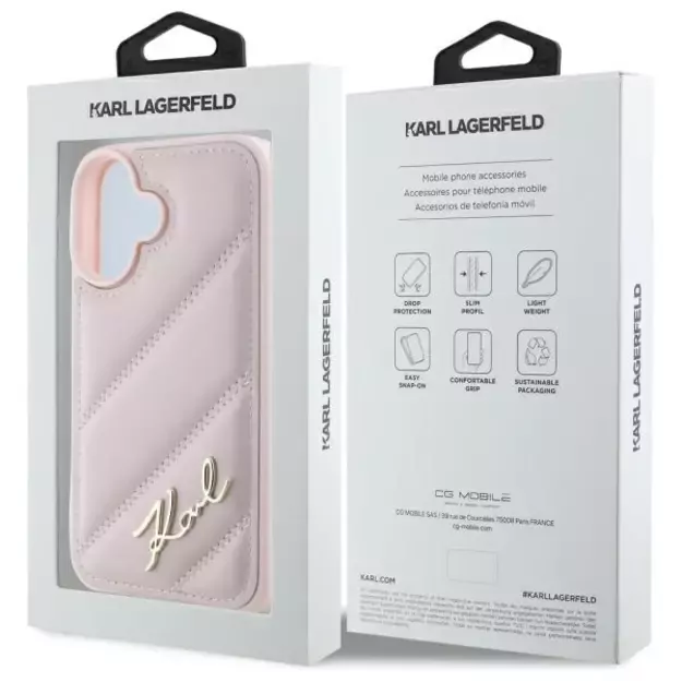Karl Lagerfeld Quilted Signature iPhone 16 Case - Pink 7