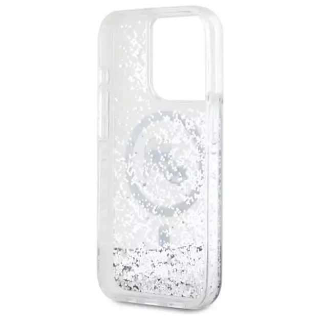 Karl Lagerfeld Liquid Glitter Karl &amp  Choupette Head Magsafe Case for iPhone 15 Pro Max - Clear 6