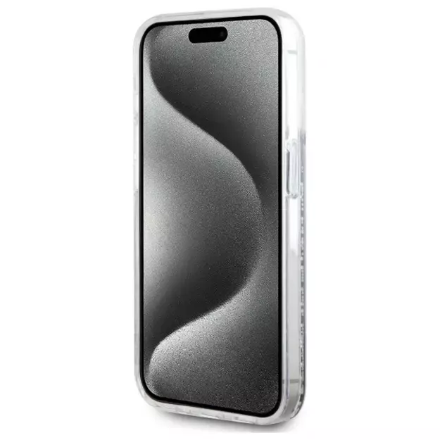 Karl Lagerfeld Liquid Glitter Karl &amp  Choupette Head Magsafe Case for iPhone 15 Pro Max - Clear 4