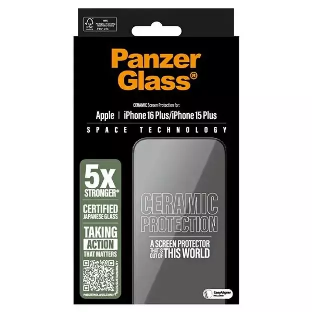 PanzerGlass Ceramic Screen Protector iPhone 16 Plus 6.7&quot  Ultra-Wide Fit 2855 3