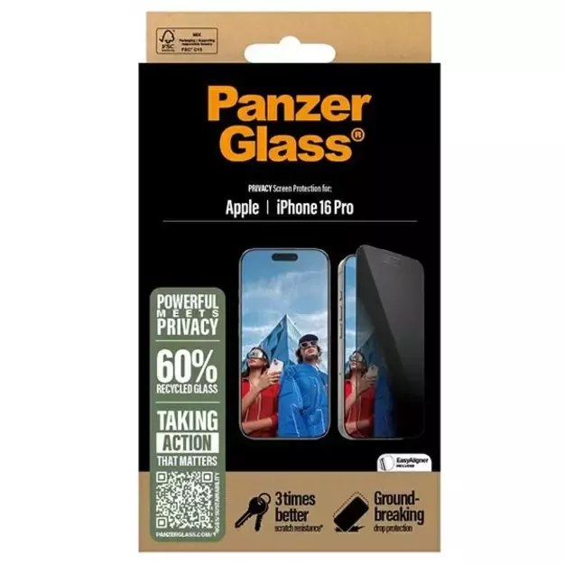 PanzerGlass Privacy Screen Protector iPhone 16 Pro 6.3&quot  Ultra-Wide Fit P2862 3