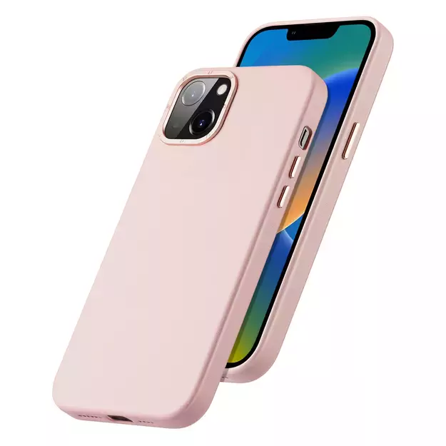 Dux Ducis Grit Leather Case for iPhone 14 Plus Elegant Faux Leather Cover (MagSafe Compatible) Pink 1