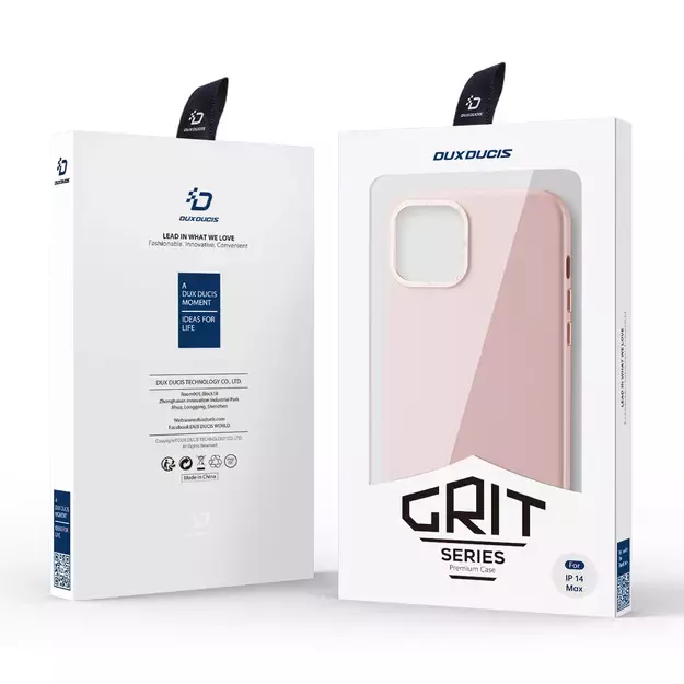 Dux Ducis Grit Leather Case for iPhone 14 Plus Elegant Faux Leather Cover (MagSafe Compatible) Pink 4