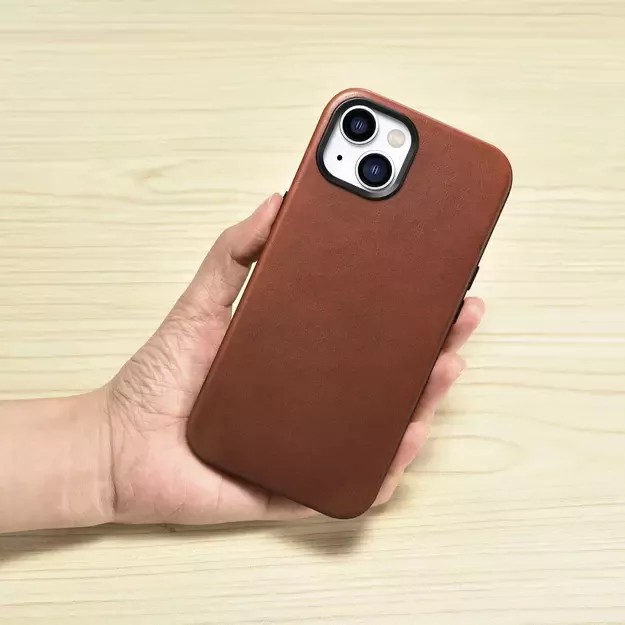 iCarer Oil Wax Premium Leather Case iPhone 14 Plus Magnetic Leather Case with MagSafe Brown (WMI14220703-RB) 17