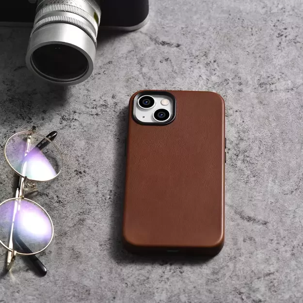iCarer Oil Wax Premium Leather Case iPhone 14 Plus Magnetic Leather Case with MagSafe Brown (WMI14220703-RB) 13