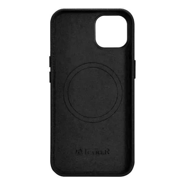 iCarer Litchi Premium Leather Case iPhone 14 Magnetic Leather Case with MagSafe Black (WMI14220709-BK) 8