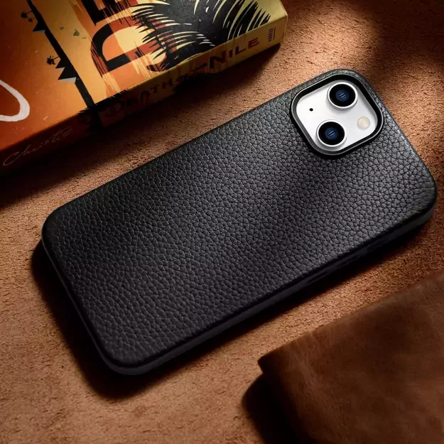 iCarer Litchi Premium Leather Case iPhone 14 Magnetic Leather Case with MagSafe Black (WMI14220709-BK) 20