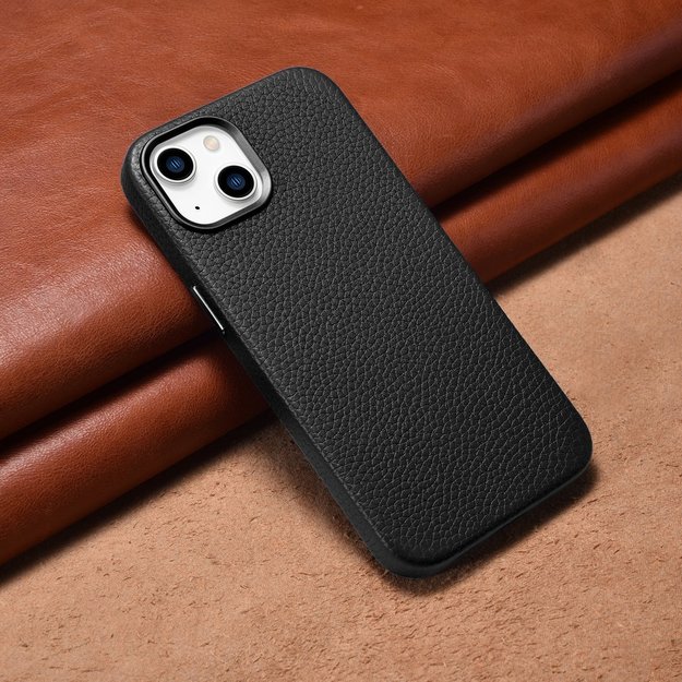 iCarer Litchi Premium Leather Case iPhone 14 Magnetic Leather Case with MagSafe Black (WMI14220709-BK) 31