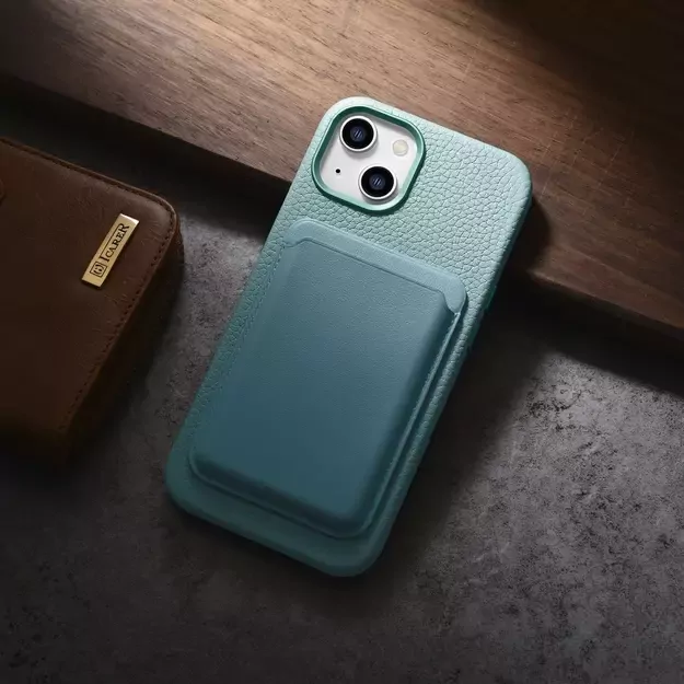 iCarer Litchi Premium Leather Case iPhone 14 Plus Magnetic Leather Case with MagSafe Green (WMI14220711-GN) 17