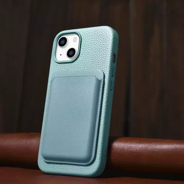 iCarer Litchi Premium Leather Case iPhone 14 Plus Magnetic Leather Case with MagSafe Green (WMI14220711-GN) 14