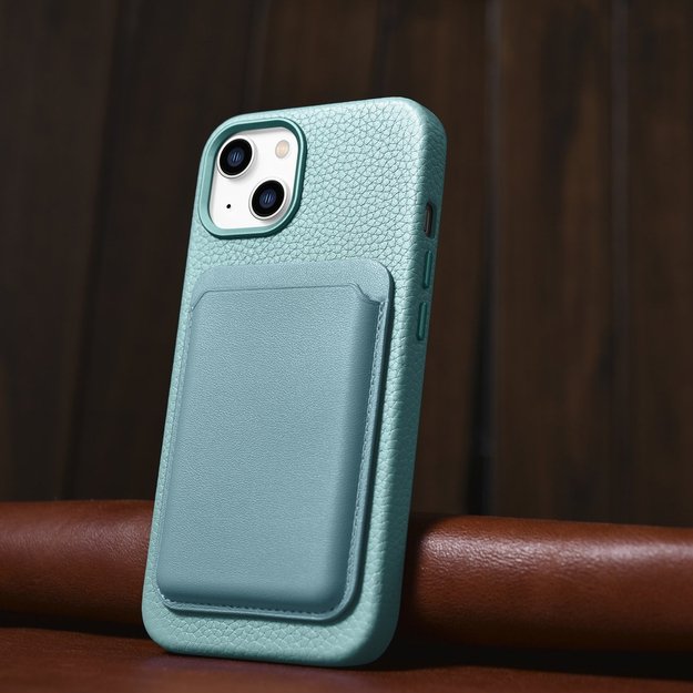 iCarer Litchi Premium Leather Case iPhone 14 Plus Magnetic Leather Case with MagSafe Green (WMI14220711-GN) 35