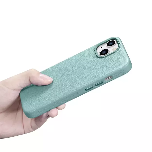 iCarer Litchi Premium Leather Case iPhone 14 Plus Magnetic Leather Case with MagSafe Green (WMI14220711-GN) 20