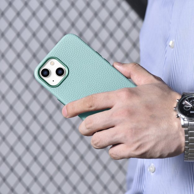 iCarer Litchi Premium Leather Case iPhone 14 Plus Magnetic Leather Case with MagSafe Green (WMI14220711-GN) 40