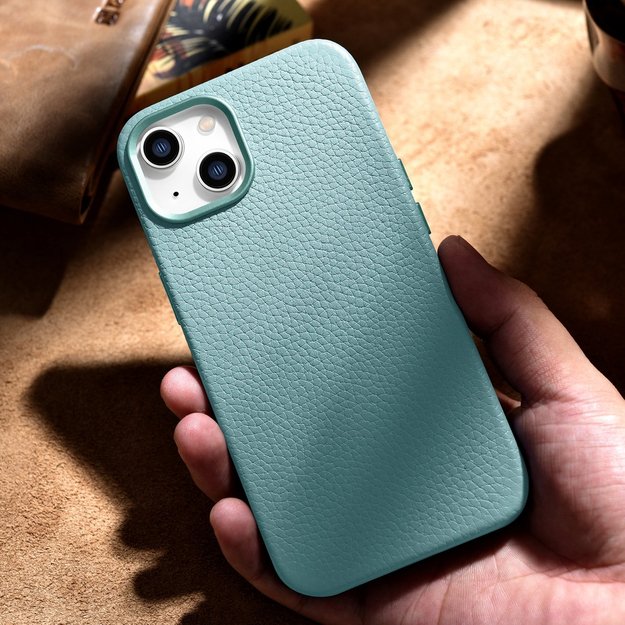 iCarer Litchi Premium Leather Case iPhone 14 Plus Magnetic Leather Case with MagSafe Green (WMI14220711-GN) 37