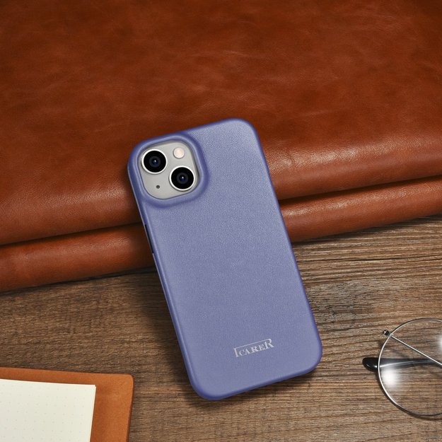 iCarer CE Premium Leather Folio Case iPhone 14 Plus Magnetic Flip Leather Folio Case MagSafe Light Purple (WMI14220715-LP) 40