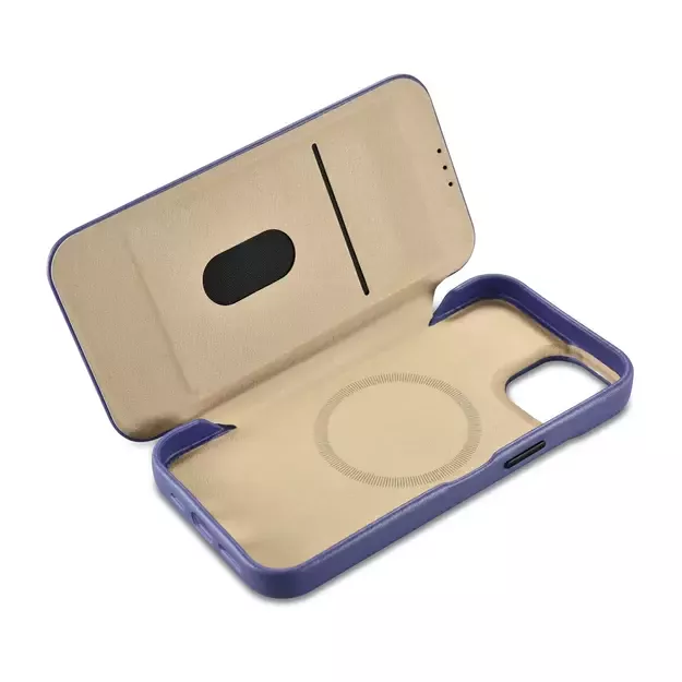 iCarer CE Premium Leather Folio Case iPhone 14 Plus Magnetic Flip Leather Folio Case MagSafe Light Purple (WMI14220715-LP) 15