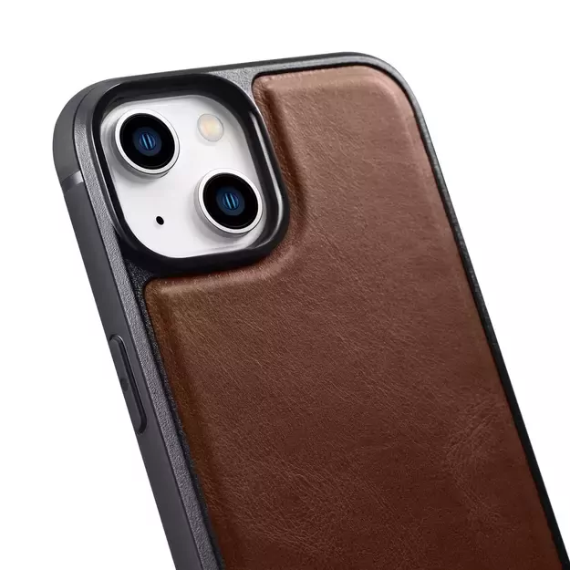 iCarer Leather Oil Wax Genuine Leather Case for iPhone 14 Plus (MagSafe Compatible) Brown (WMI14220719-BN) 15