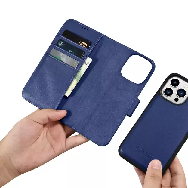 iCarer Wallet Case 2in1 Cover iPhone 14 Pro Leather Flip Case Anti-RFID blue (WMI14220726-BU) 30