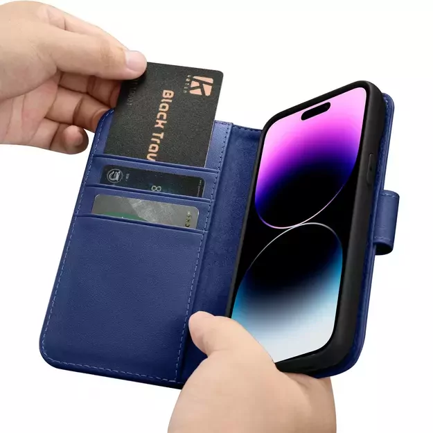 iCarer Wallet Case 2in1 Cover iPhone 14 Pro Leather Flip Case Anti-RFID blue (WMI14220726-BU) 3