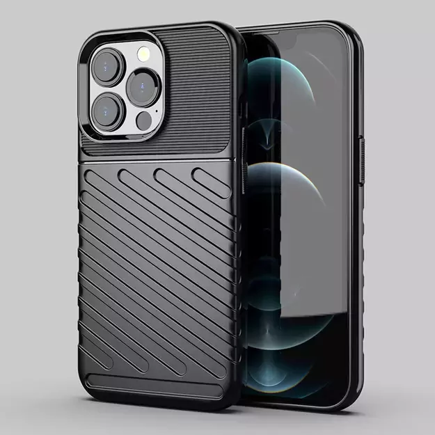 Thunder Case Flexible Tough Rugged Cover TPU Case for iPhone 13 Pro black 12