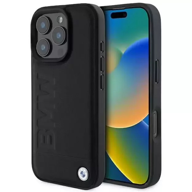 BMW Leather Hot Stamp iPhone 16 Pro Case - Black