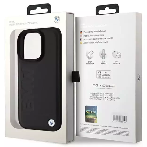 BMW Leather Hot Stamp iPhone 16 Pro Case - Black 5
